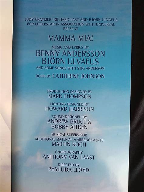 MAMMA MIA (THE SMASH HIT MUSICAL) CAST SIGNED PROGRAM. for sale | Las ...