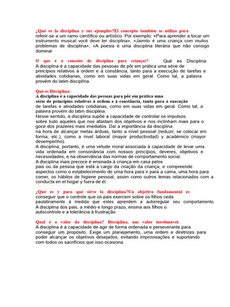 O Que É Disciplinas - O que é disciplina e sua importância | PDF | Disciplinas