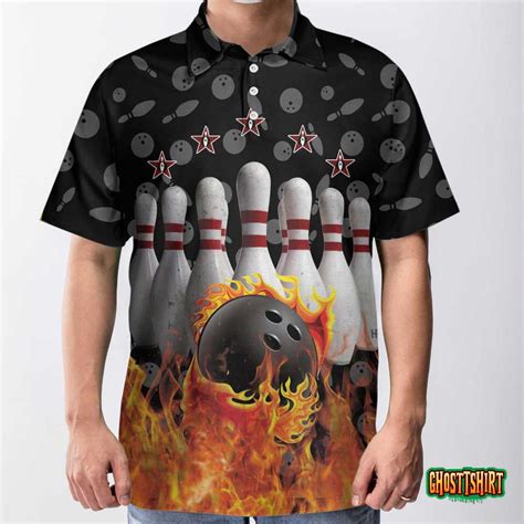 Bowling Skull Flame Custom Polo Shirt