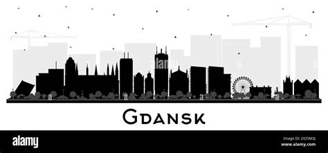 Gdansk Poland City Skyline Silhouette With Black Buildings Isolated On