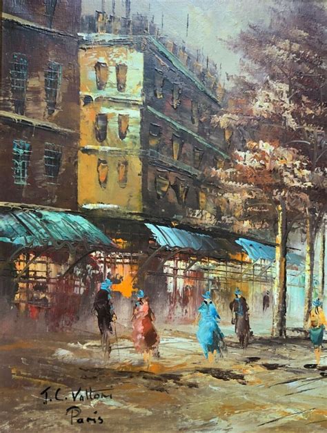 Antique Fine Large Original Vintage Parisian Street Cityscape