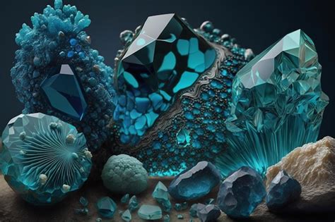 Premium Photo A Collection Of Blue Crystals And Gemstones