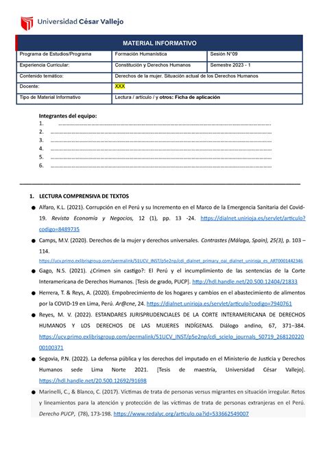 Ficha De Aplicaci N Material Informativo Programa De Estudios