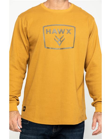 Hawx Mens Brown Box Logo Graphic Thermal Long Sleeve Work Shirt Boot