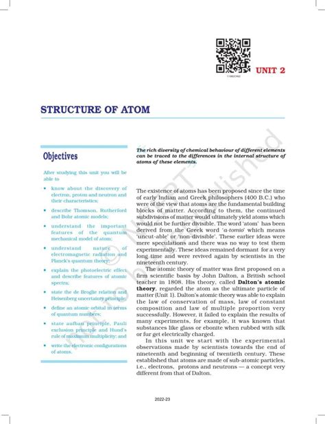 Ncert Book For Class 11 Chemistry Chapter 2 Structure Of Atom