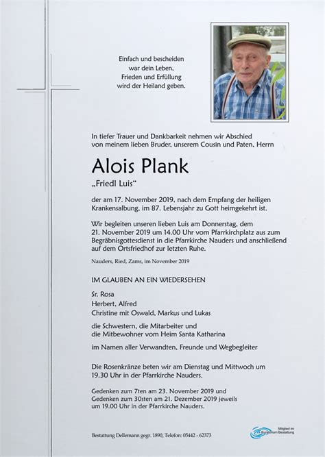 Alois Plank Kuratorium Bestattung