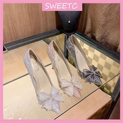 SWEETC Kasut Dinner Glitter Raya Heels 2024 Size 42 Kasut Perempuan