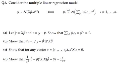 Solved Q Consider The Multiple Linear Regression Model Y Chegg