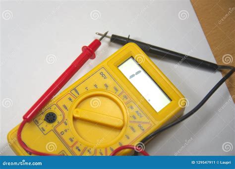 yellow multimeter  red  black tips stock image image