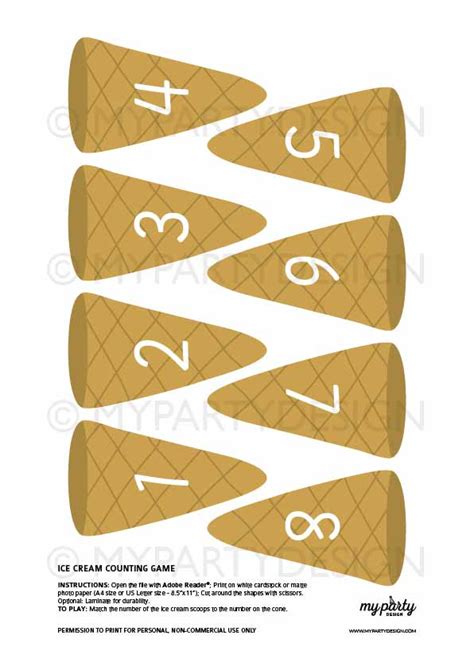 Counting Ice Cream Scoops Printable Counting Game My Party Design