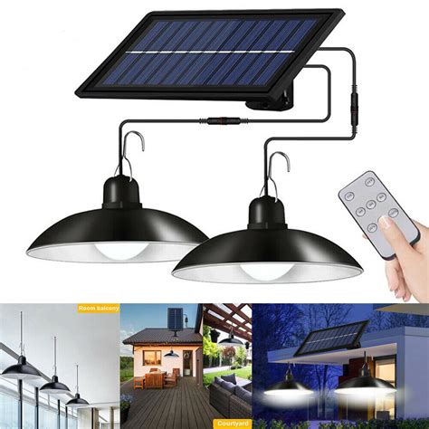 Double Head Led Solar Pendant Light With Double Head Shed Light Waterproof Solar Powered Hanging