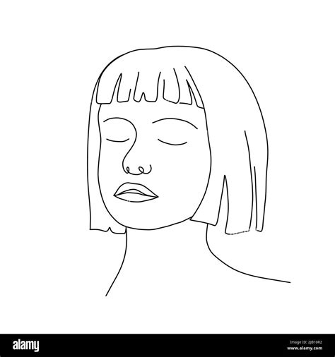 Woman Face Line Art Abstract Minimal Female Portrait Hand Drawn