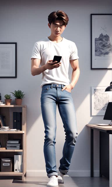 A 20 Year Old Korean Man In Jeans And A White T Shirt Holdin By Won