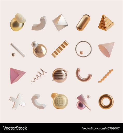 Realistic Detailed D Abstract Geometry Elements Vector Image