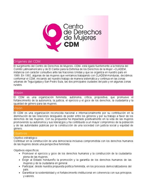 Centro De Derechos De Mujeres Cdm Pdf Mujer Movimiento Feminista