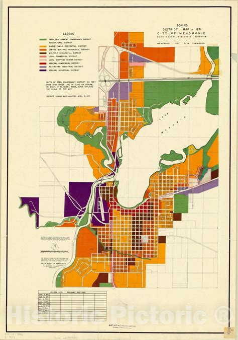 Map Menomonie Dunn County Wisconsin Zoning District Map 1971