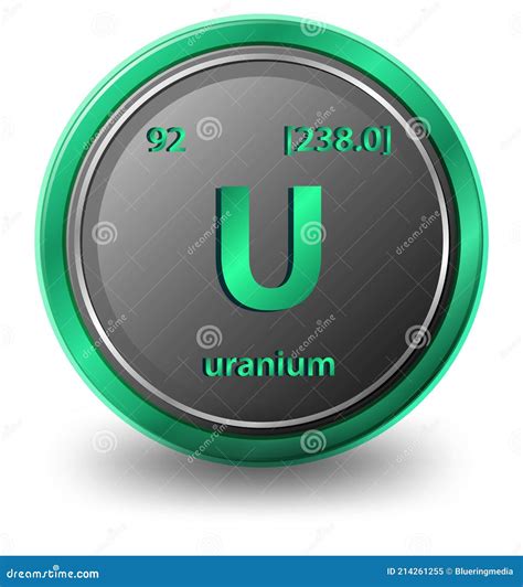 Uranium Chemical Element Chemical Symbol With Atomic Number And Atomic