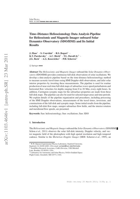 (PDF) Time-Distance Helioseismology Data-Analysis Pipeline for ...