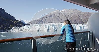 Alaska Cruise Ship Passenger on Balcony Looking at Glacier in Glacier ...