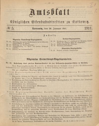 Amtsblatt Der K Niglichen Eisenbahndirektion Zu Kattowitz Nr