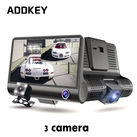 ADDKEY 3 Cameras Car Dvr Camera Full HD 1080P 4 0 Inch IPS Screen Dash