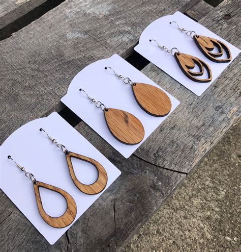 Wood Bourbon Barrel Drop Earrings Made From Reclaimed Kentucky Bourbon