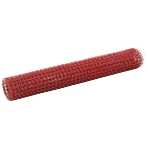 Cerca arame galinheiro 25x1 m aço c revestimento PVC vermelho