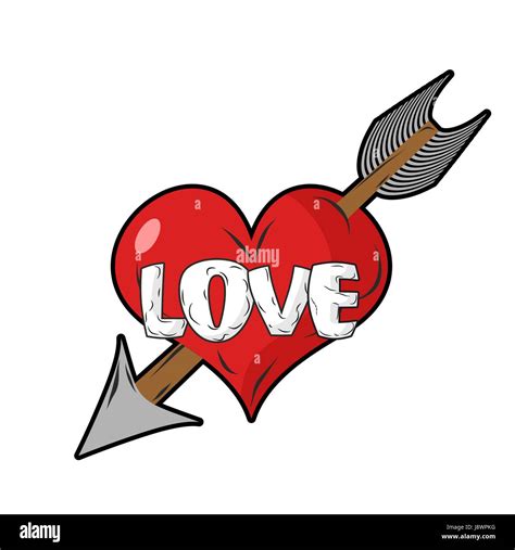 Red Heart And Arrow Of Cupid Emblem For Everlasting Love Sign Of Love