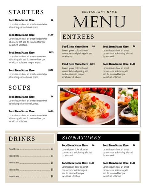 Elegant Menu Flyer Template Starters Restaurant Menu Flyer Food