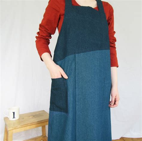 Mixed Denim Apron With Split Leg Asymmetric Bi Folksy