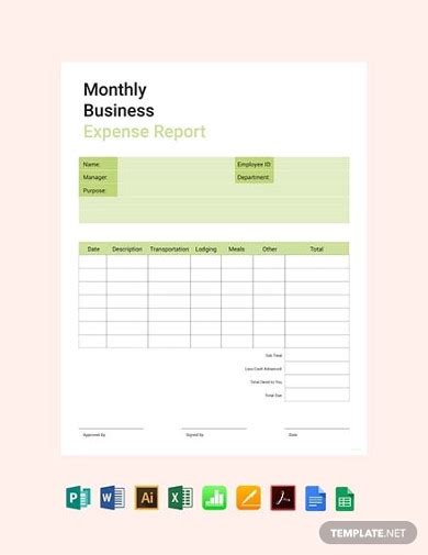 Business Expense Report 6 Examples Format Word Page Pdf