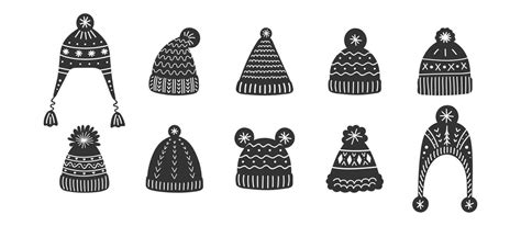 Vector Illustrations Of Winter Cute Knit Hats 35321660 Vector Art At Vecteezy