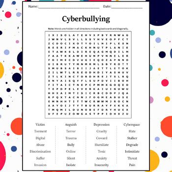 Cyberbullying Word Search Puzzle Worksheet Activity By Word Search Corner