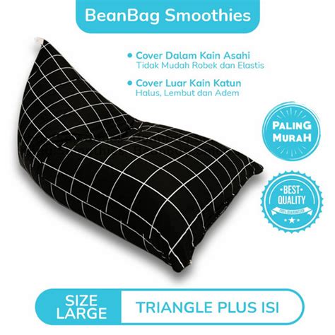 Jual Bean Bag Triangle Plus Isi Size Dewasa Motif Kotak Hitam Termurah