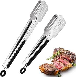 LessMo Grillzange Küchenzange Set 2 aus Edelstahl Mit Silikongriff