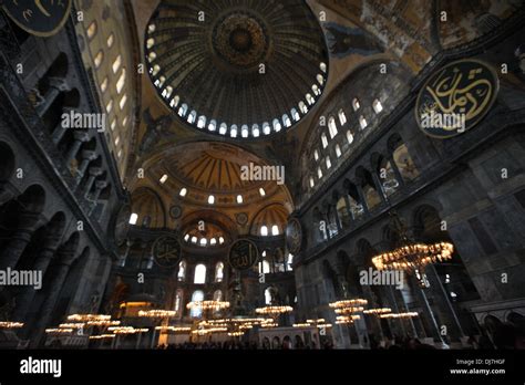 Detail Of The Interior Of The Historic Hagia Sofia In Istanbul Turkey