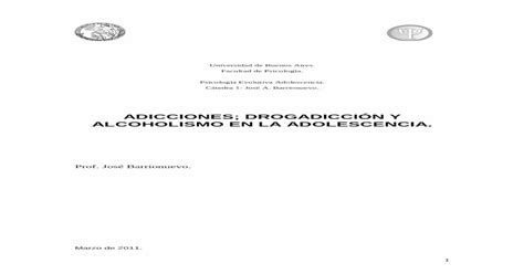 Adicciones DrogadicciÓn Y Alcoholismo En La Adolescencia · Adicciones