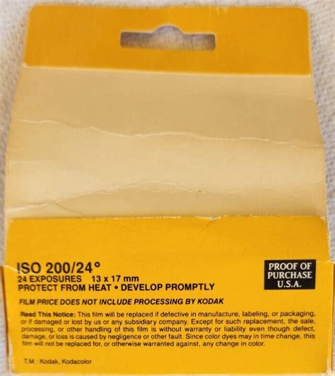 Kodacolor Gold 200 Film 110 GB 110 24 Kodak 1990 ISO 200 24 13X17MM EBay