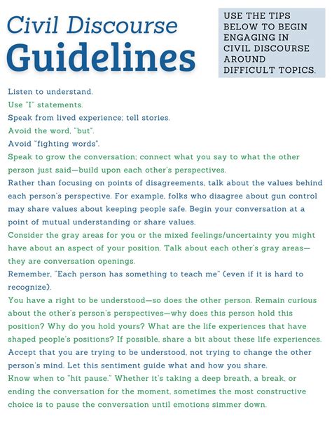 Civil Discourse Guidelines Padnos Sarosik Center For Civil Discourse