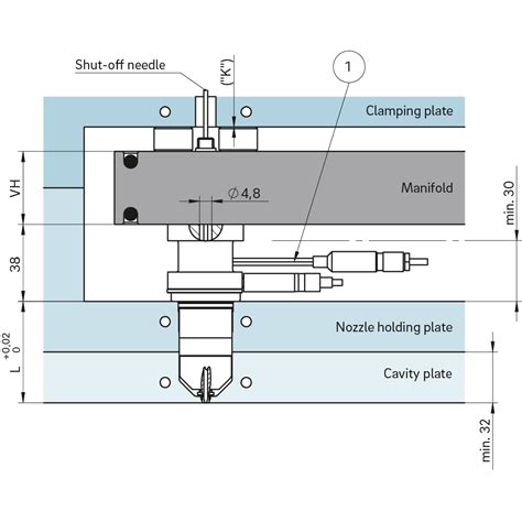 Valve gate nozzle type 5NHT GÜNTHER hot runner system design