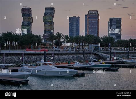 Lusail marina in Lusail city, Qatar sunset view with Yachts and boats ...