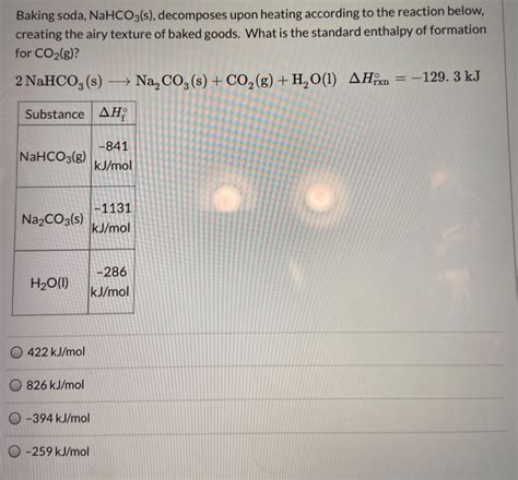 Solved Baking Soda NaHCO3 S Decomposes Upon Heating Chegg