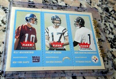 ELI MANNING Ben Roethlisberger Philip Rivers 2004 Fleer Rookie Card RC