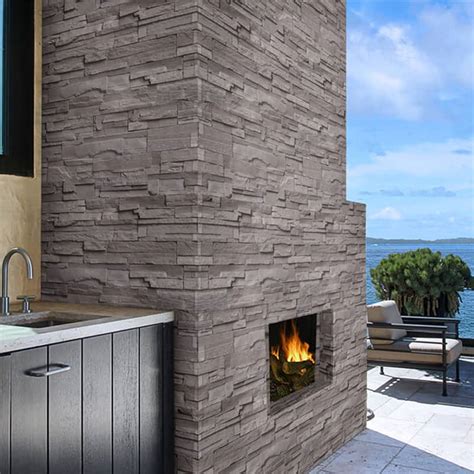 Copen Ash Concrete Stacked Stone Ledger Wall Panels Terrado