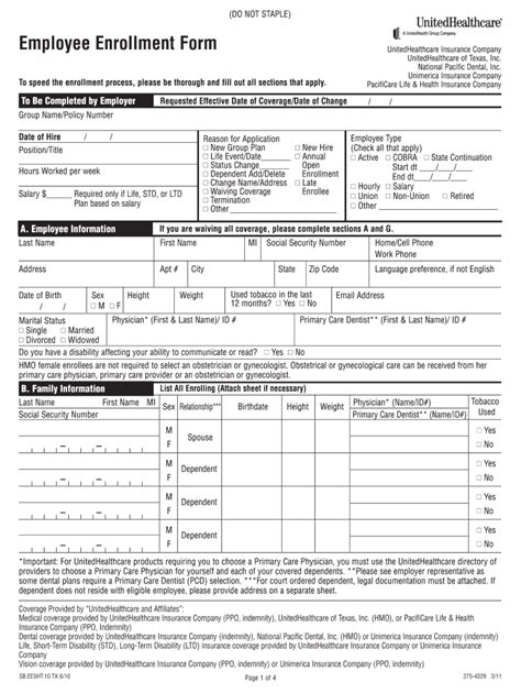 United Healthcare Enrollment Form Fill Out Sign Online Dochub