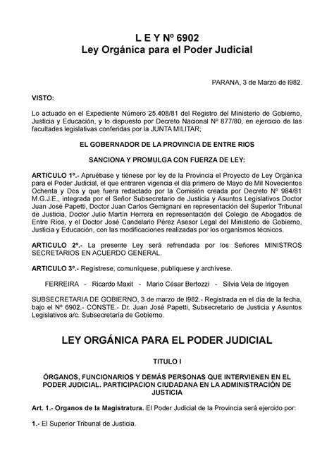 Ley Org Nica Del Poder Judicial L E Y N Ley Org Nica Para El