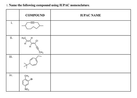 Solved 1 Name The Following Compound Using Iupac