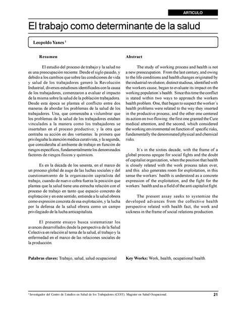 2 El Trabajo Como Determinante De La Salud El Trabajo Como