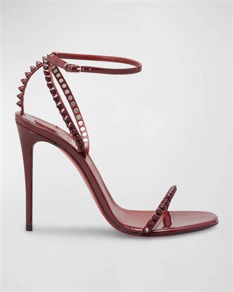 Christian Louboutin So Me Red Sole Tonal Spike Leather Sandals Bordeaux Editorialist