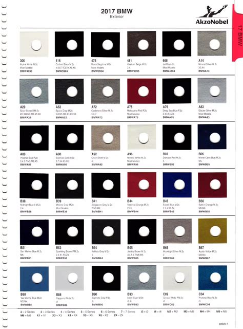 Bmw Cars Paint Codes Color Charts